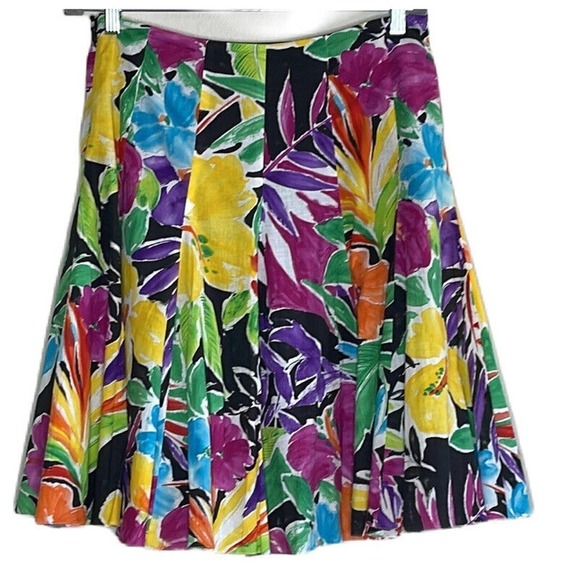 LAUREN RALPH‎ LAUREN BYRON FLORAL PRINT KNEE LENGTH LINED SKIRT SIZE 6P - Picture 1 of 5